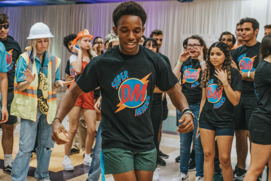 Senior Class President Jovany Joseph rocks his hips to the Dance Marathon beat.